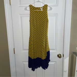 Yellow & blue midi dress